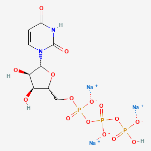 molecular formula C9H12N2Na3O15P3 B13710294 trisodium;[[[(2R,3S,4R,5R)-5-(2,4-dioxopyrimidin-1-yl)-3,4-dihydroxyoxolan-2-yl]methoxy-oxidophosphoryl]oxy-oxidophosphoryl] hydrogen phosphate 