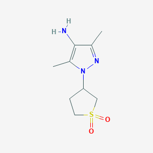 molecular formula C9H15N3O2S B1371040 1-(1,1-dioxidotetrahydro-3-thienyl)-3,5-dimethyl-1H-pyrazol-4-amine CAS No. 1156111-10-2