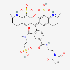 molecular formula C42H47N5O14S3 B13710403 13-[4-[2-(2,5-dioxopyrrol-1-yl)ethylcarbamoyl]-2-[methyl(2-sulfoethyl)carbamoyl]phenyl]-7,7,9,17,19,19-hexamethyl-22-sulfo-2-oxa-6-aza-20-azoniapentacyclo[12.8.0.03,12.05,10.016,21]docosa-1(22),3(12),4,10,13,15,20-heptaene-4-sulfonate 