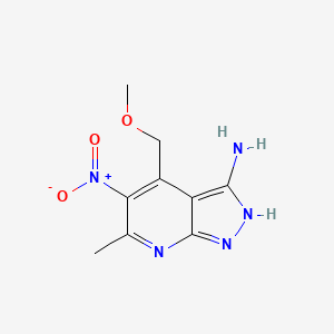 molecular formula C9H11N5O3 B13710551 4-(methoxymethyl)-6-methyl-5-nitro-2H-pyrazolo[3,4-b]pyridin-3-amine CAS No. 59225-09-1