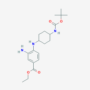 molecular formula C20H31N3O4 B13710725 Ethyl 3-amino-4-(((1r,4r)-4-((tert-butoxycarbonyl)amino)cyclohexyl)amino)benzoate 