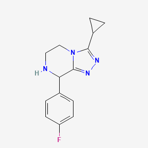 molecular formula C14H15FN4 B13710787 3-Cyclopropyl-8-(4-fluorophenyl)-5,6,7,8-tetrahydro-[1,2,4]triazolo[4,3-a]pyrazine 