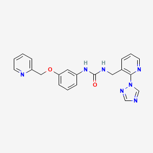 molecular formula C21H19N7O2 B13710847 1-((2-(1H-1,2,4-triazol-1-yl)pyridin-3-yl)methyl)-3-(3-(pyridin-2-ylmethoxy)phenyl)urea 