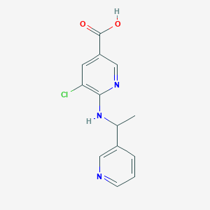 molecular formula C13H12ClN3O2 B1371095 5-氯-6-{[1-(吡啶-3-基)乙基]氨基}吡啶-3-羧酸 CAS No. 1155521-87-1