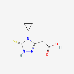 molecular formula C7H9N3O2S B13710984 2-(4-Cyclopropyl-5-thioxo-4,5-dihydro-1H-1,2,4-triazol-3-yl)acetic Acid 