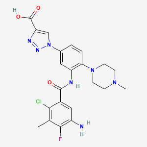 molecular formula C22H23ClFN7O3 B13711284 1-(3-(5-Amino-2-chloro-4-fluoro-3-methylbenzamido)-4-(4-methylpiperazin-1-yl)phenyl)-1H-1,2,3-triazole-4-carboxylic acid 