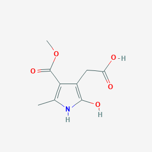 molecular formula C9H11NO5 B13711329 2-[2-hydroxy-4-(methoxycarbonyl)-5-methyl-1H-pyrrol-3-yl]acetic acid CAS No. 1146290-32-5