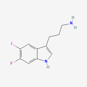 molecular formula C11H12FIN2 B13711379 3-(6-Fluoro-5-iodo-3-indolyl)-1-propanamine 