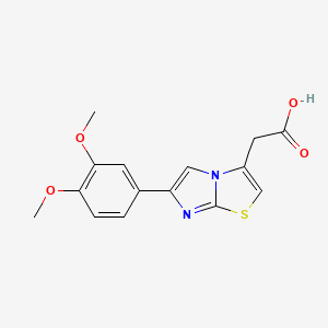 molecular formula C15H14N2O4S B13711460 2-[6-(3,4-Dimethoxyphenyl)imidazo[2,1-b]thiazol-3-yl]acetic Acid 