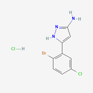 molecular formula C9H8BrCl2N3 B13711496 3-Amino-5-(2-bromo-5-chlorophenyl)pyrazole Hydrochloride 