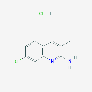 molecular formula C11H12Cl2N2 B13711587 2-Amino-7-chloro-3,8-dimethylquinoline hydrochloride CAS No. 1172753-25-1