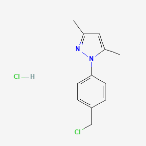 molecular formula C12H14Cl2N2 B1371164 1-[4-(氯甲基)苯基]-3,5-二甲基-1H-吡唑盐酸盐 CAS No. 1171078-98-0