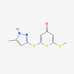 2-(3-Methyl-1H-pyrazol-5-ylthio)-6-methylthio-4H-thiopyran-4-one