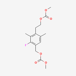 molecular formula C15H19IO6 B13711767 2-[3-Iodo-4-(methoxycarbonyloxymethyl)-2,6-dimethylphenyl]ethyl Methoxyformate 