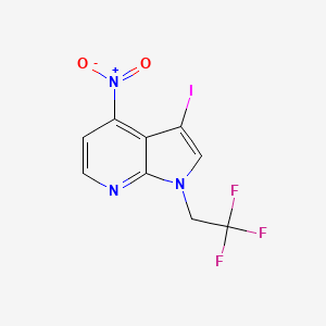 molecular formula C9H5F3IN3O2 B13711991 3-Iodo-4-nitro-1-(2,2,2-trifluoroethyl)-1H-pyrrolo[2,3-b]pyridine 