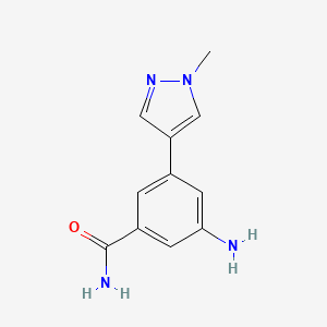 molecular formula C11H12N4O B13712044 3-Amino-5-(1-methyl-1H-pyrazol-4-yl)benzamide 