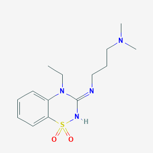 molecular formula C14H22N4O2S B13712118 3-[3-(Dimethylamino)propylamino]-4-ethyl-4H-1,2,4-benzothiadiazin-1,1-dioxide 