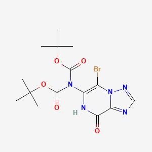 molecular formula C15H20BrN5O5 B13712137 6-[Bis(Boc)amino]-5-bromo-[1,2,4]triazolo[1,5-a]pyrazin-8-ol 