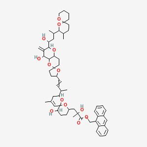 molecular formula C59H78O13 B13712139 anthracen-9-ylmethyl 2-hydroxy-3-[11-hydroxy-2-[4-[4-hydroxy-2-[1-hydroxy-3-(3-methyl-1,7-dioxaspiro[5.5]undecan-2-yl)butyl]-3-methylidenespiro[4a,7,8,8a-tetrahydro-4H-pyrano[3,2-b]pyran-6,5'-oxolane]-2'-yl]but-3-en-2-yl]-4-methyl-1,7-dioxaspiro[5.5]undec-4-en-8-yl]-2-methylpropanoate 