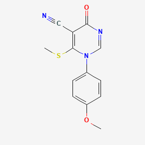 molecular formula C13H11N3O2S B1371233 1-(4-Methoxyphenyl)-6-(methylthio)-4-oxo-1,4-dihydropyrimidine-5-carbonitrile 