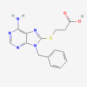 molecular formula C15H15N5O2S B13712356 3-[(6-Amino-9-benzyl-9H-purin-8-yl)thio]-propanoic acid 