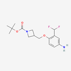 molecular formula C16H22F2N2O3 B13712394 tert-Butyl 3-((4-amino-2-(difluoromethyl)phenoxy)methyl)azetidine-1-carboxylate 