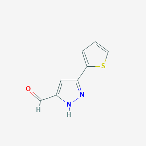 molecular formula C8H6N2OS B1371245 3-(thiophen-2-yl)-1H-pyrazole-5-carbaldehyde 