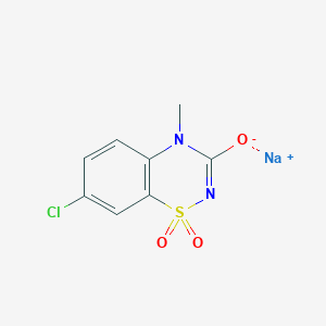 molecular formula C8H6ClN2NaO3S B13712587 7-Chloro-4-methyl-2H-1,2,4-benzothiadiazin-3(4H)-one-1,1-dioxide sodium salt 