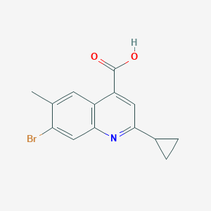 molecular formula C14H12BrNO2 B13712597 7-Bromo-2-cyclopropyl-6-methylquinoline-4-carboxylic Acid 