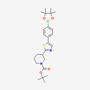 molecular formula C25H35BN2O4S B13712836 tert-Butyl 3-(5-(4-(4,4,5,5-tetramethyl-1,3,2-dioxaborolan-2-yl)phenyl)thiazol-2-yl)piperidine-1-carboxylate 