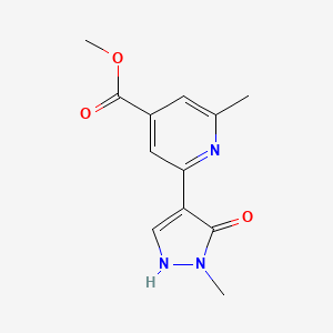 molecular formula C12H13N3O3 B13712849 Methyl 2-(5-hydroxy-1-methyl-pyrazol-4-YL)-6-methyl-pyridine-4-carboxylate 