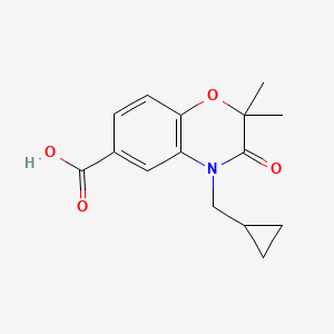 molecular formula C15H17NO4 B13712893 4-(Cyclopropylmethyl)-2,2-dimethyl-3-oxo-3,4-dihydro-2H-benzo[b][1,4]oxazine-6-carboxylic acid 