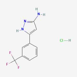 molecular formula C10H9ClF3N3 B13712930 3-Amino-5-[3-(trifluoromethyl)phenyl]-1H-pyrazole Hydrochloride 