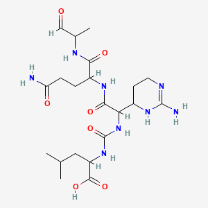 2-[[2-[[5-Amino-1,5-dioxo-1-(1-oxopropan-2-ylamino)pentan-2-yl]amino]-1-(2-amino-1,4,5,6-tetrahydropyrimidin-6-yl)-2-oxoethyl]carbamoylamino]-4-methylpentanoic acid