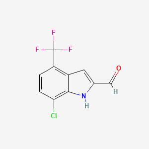 B1371321 7-Chloro-4-(trifluoromethyl)-1H-indole-2-carbaldehyde CAS No. 883522-93-8