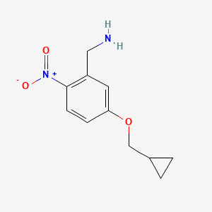 molecular formula C11H14N2O3 B13713654 (5-(Cyclopropylmethoxy)-2-nitrophenyl)methanamine 