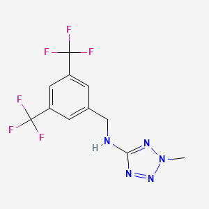 molecular formula C11H9F6N5 B1371368 5-[N-(3',5'-Bistrifluoromethylbenzyl)amino]-2-methyltetrazole CAS No. 669080-86-8