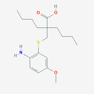 molecular formula C18H29NO3S B13713704 2-(((2-Amino-5-methoxyphenyl)thio)methyl)-2-butylhexanoic acid 