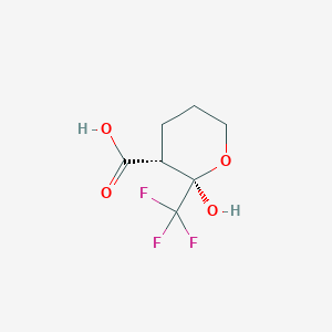 molecular formula C7H9F3O4 B13713715 cis-2-Hydroxy-2-(trifluoromethyl)tetrahydropyran-3-carboxylic acid 