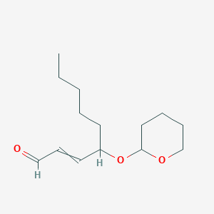 molecular formula C14H24O3 B13713840 4-[(Oxan-2-yl)oxy]non-2-enal CAS No. 63720-00-3