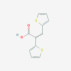 molecular formula C11H8O2S2 B13713848 2,3-Dithiophen-2-ylprop-2-enoic acid 