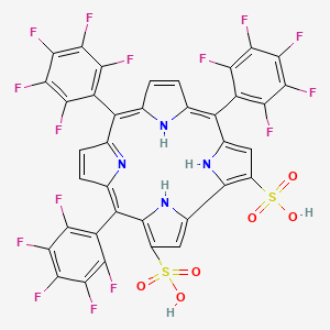 molecular formula C37H11F15N4O6S2 B13713859 9,14,19-Tris(perfluorophenyl)-20H-porphyrin-3,7-disulfonic acid 