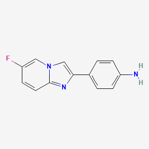 molecular formula C13H10FN3 B1371386 4-(6-Fluoroimidazo[1,2-a]pyridin-2-yl)aniline 