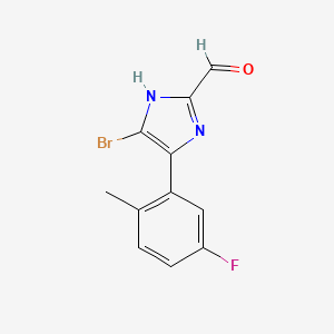 molecular formula C11H8BrFN2O B13713920 5-Bromo-4-(5-fluoro-2-methylphenyl)imidazole-2-carbaldehyde 