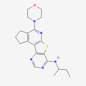 molecular formula C20H25N5OS B13713927 N-butan-2-yl-7-morpholin-4-yl-10-thia-8,13,15-triazatetracyclo[7.7.0.02,6.011,16]hexadeca-1(9),2(6),7,11(16),12,14-hexaen-12-amine 