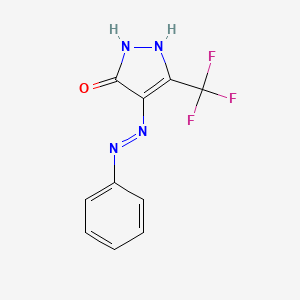 molecular formula C10H7F3N4O B13713989 4,5-Dihydro-3-(trifluoromethyl)pyrazole-4,5-dione 4-phenylhydrazone 