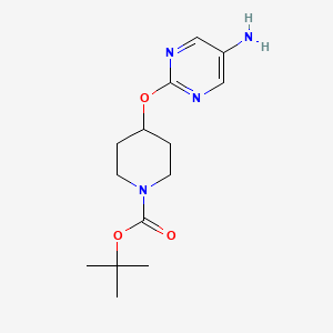 molecular formula C14H22N4O3 B1371407 4-(5-Aminopyrimidin-2-yloxy)-piperidine-1-carboxylic acid tert-butyl ester 