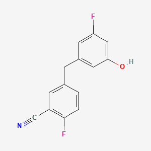 molecular formula C14H9F2NO B13714117 2-Fluoro-5-(3-fluoro-5-hydroxybenzyl)benzonitrile 