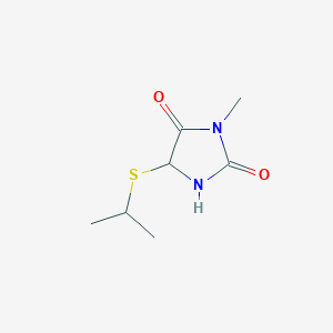 molecular formula C7H12N2O2S B13714135 3-Methyl-5-[(propan-2-yl)sulfanyl]imidazolidine-2,4-dione CAS No. 64732-01-0