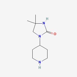 molecular formula C10H19N3O B13714158 4,4-Dimethyl-1-(piperidin-4-yl)imidazolidin-2-one 